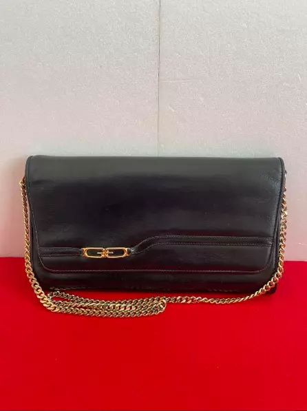 Sac bandoulière chaîne en cuir noir Gucci avec bandoulière JAPON D'OCCASION authentique