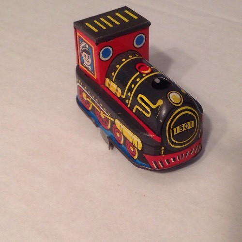 Japan Vintage Litho Tin Toy Train Locomotive 1501 Wind Up Damaged - Picture 2 of 9