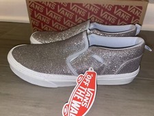 NEW Vans Asher Glitter Sidewall Light Grey Gray Slip-on Girl's Youth Size 5