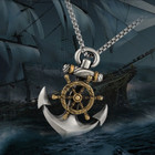 Vintage Nordic Navy Ship Rudder Anchor Helm Pendant Necklace