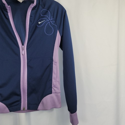 Girl's Nike Zip Front Jacket Size Large Size 14 Navy Blue & Lavender - Picture 6 of 11