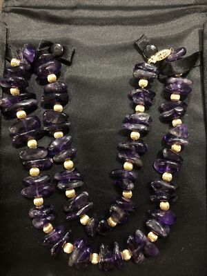 1982 lady s Amethyst necklace, 61 pieces, free form, New In Box Comes W COA