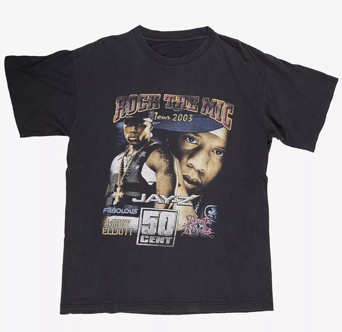 JAY-Z 50 CENT 2003 ROCK THE MIC TOUR TEE VINTAGE