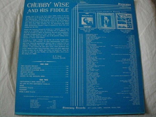 CHUBBY WISE AND HIS FIDDLE THE GOLDEN ROCKET VINYL LP 1977 STONEWAY RECORDS EX - Picture 2 of 4