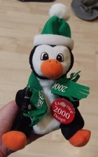 Coca Cola Beanbag Plush Penguin Green Scarf Hat Coke Bottle 2000 Exclusive Xmas