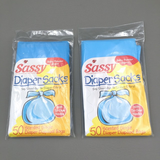 Original Sassy Disposable Diaper Sacks Travel Size 50 Count 2Pack