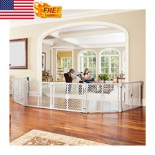 6 Panel Baby Play Yard Playpen Extra Wide Baby Gate Wall Mount Kit Included Gray