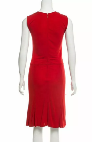 Tory Burch Dress Deeann Red Jersey Fluted Hem Sleeveless Size XS NEW - Picture 12 of 20