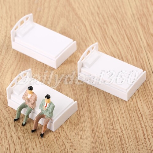 Mobili 10 pezzi letto singolo modello casa delle bambole miniatura scena 1:50 bianco decorazione - Foto 10 di 10