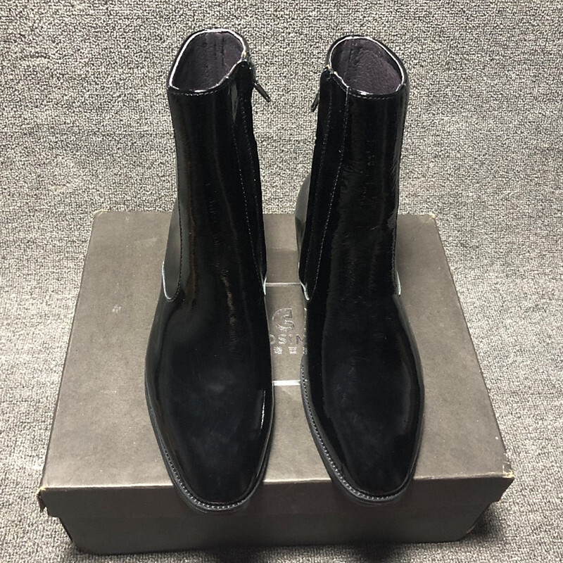 American Style Chelsea Ankle Boots Real Patent Leather Men display picture 3