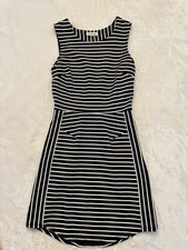 Anthropologie Silence + Noise Black White Dress Striped Mini Bodycon Sz XS