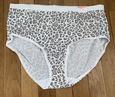 Plus Sz 14/16 Lane Bryant Cacique No Show Full Brief Nylon Panty White Leopard