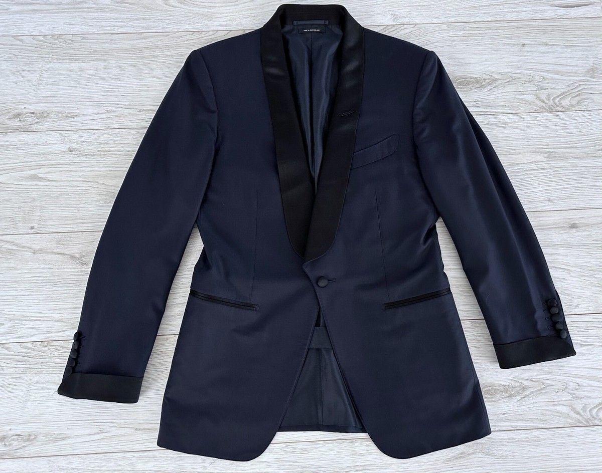 【関税&送料込み】Tom Ford Dark Blue Velvet And Viscose Sh 2021 $6995 Tom Ford Midnight Blue Shawl Lapel Tuxedo, 38R