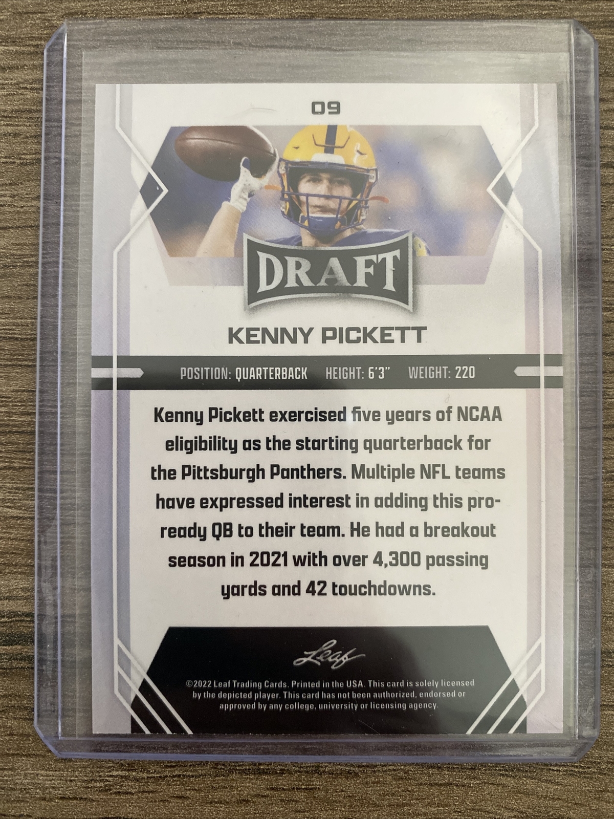 Kenny Pickett 2022 Leaf Draft 09 XRC Rookie Pittsburgh Steelers RC eBay