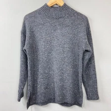 Well Worn Gray Speckled Mock Neck Sweater Cozy Winter Knit Pullover Size S