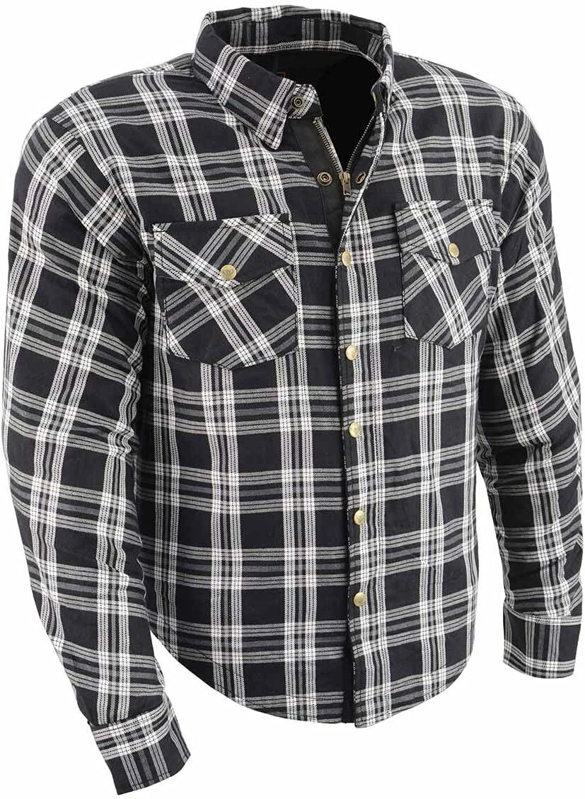 Milwaukee Leather 1646 Men's Plaid Flannel Biker Shirt with CE Approved Armor