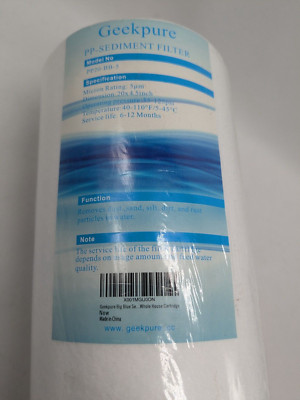 Geekpure PP20-BB-5  Polypropylene Sediment  House Water Filter Cartridge White