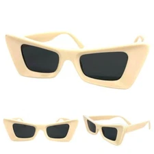 Classy Elegant Vintage Retro Modern Cat Eye Style SUN GLASSES Funky Cream Frame