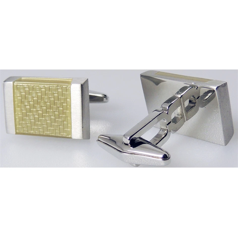 Kenneth Cole Reacción Recta. Gemelos chapados en rodio con esmalte dorado Foto 2 de 3