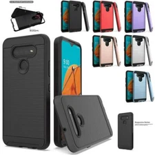 Brushed Metal HYBRID Rubber Case Phone Cover Accessory For LG K51 / Q51 /Reflect