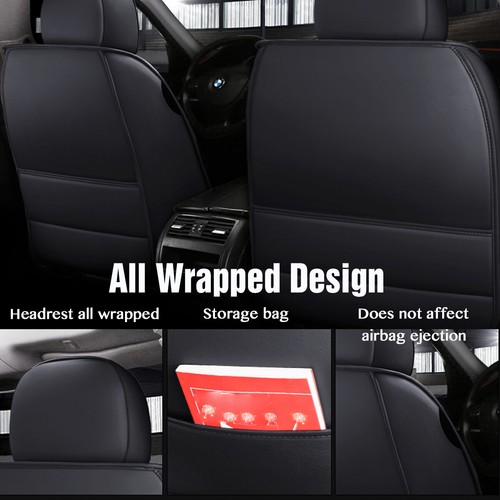 5Seats PU Leather Full Set Car Seat Covers Cushions Front Rear Cushion Universal - Picture 4 of 7