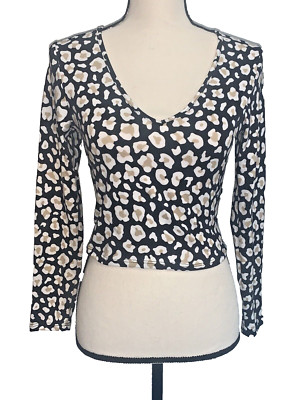 Gaze Animal Print Women's Cropped Top Long Sleeves Size XS #1069