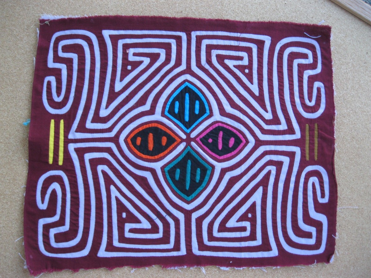 Kuna Native Hand-Stitch Panama Mola E1057L Oasis on Grey Desert | eBay