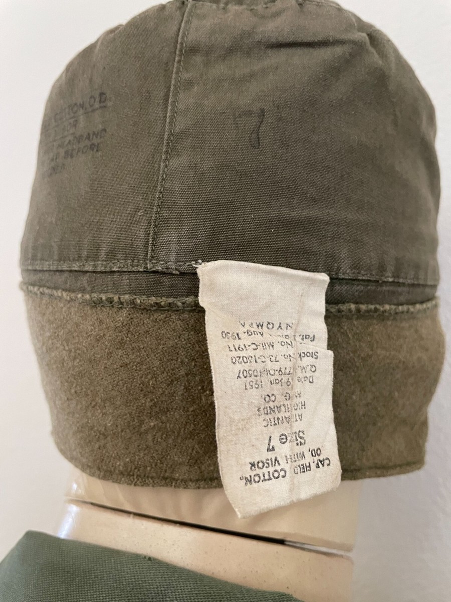 個人装備 US ARMY M-1951 COTTON FIELD CAP KOREAN WAR ERA US ARMY M1951 O.D. COTTON LINER FIELD CAP (6
