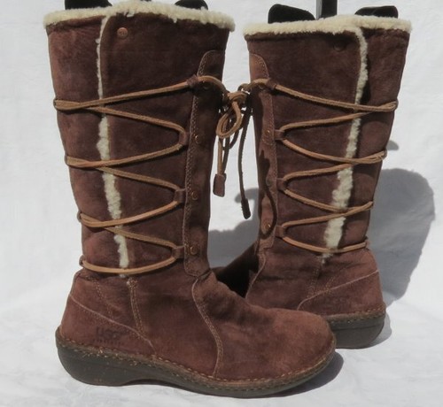 UGG AUSTRALIA Mujer US 8 EU 39 Marrón Cuero Piel de Oveja Botas Altas con Cordones - Imagen 4 de 10