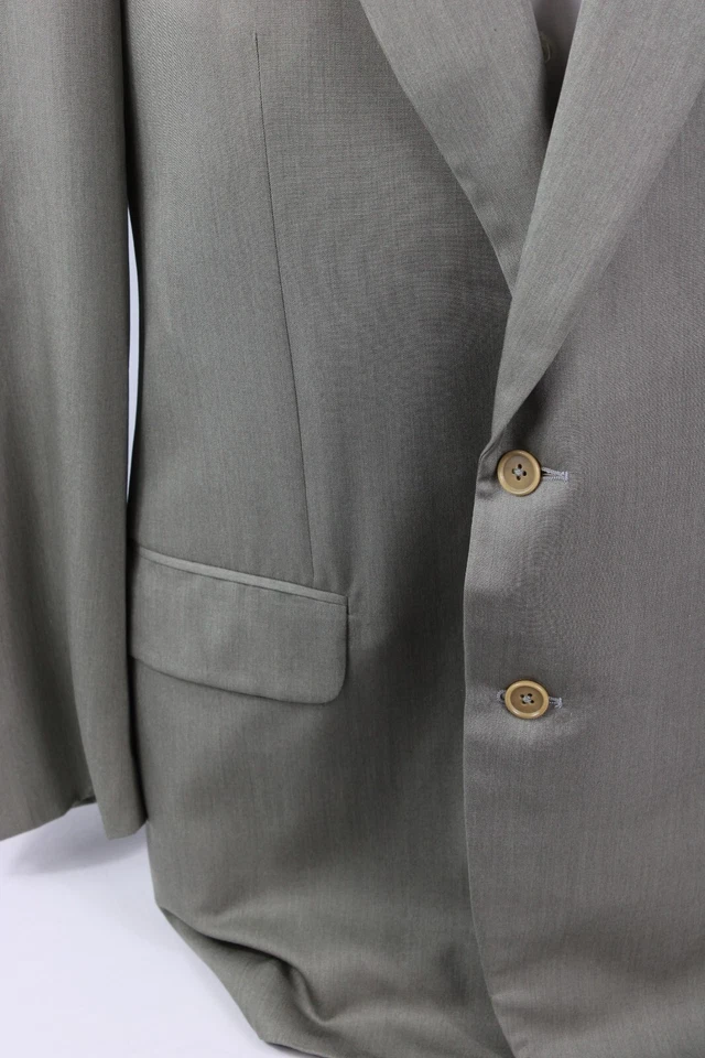 Blazer Ermenegildo Zegna Para Hombres 44L Verde Lana Seda 2 Botones Traje Chaqueta Foto 3 de 4