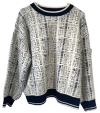 KERISMA Sweater Angora Sz S/M Grunge Black Ivory Retro