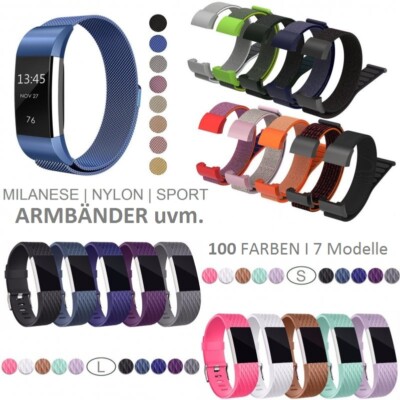 Für Fitbit Charge 2 3 4 Armband Edelstahl Ersatzband Nylon Milanese Sport Gummi