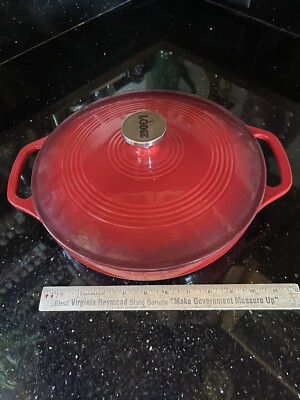 Lodge 3.6 Quart Enameled Cast Iron Oval Casserole With Lid Red New