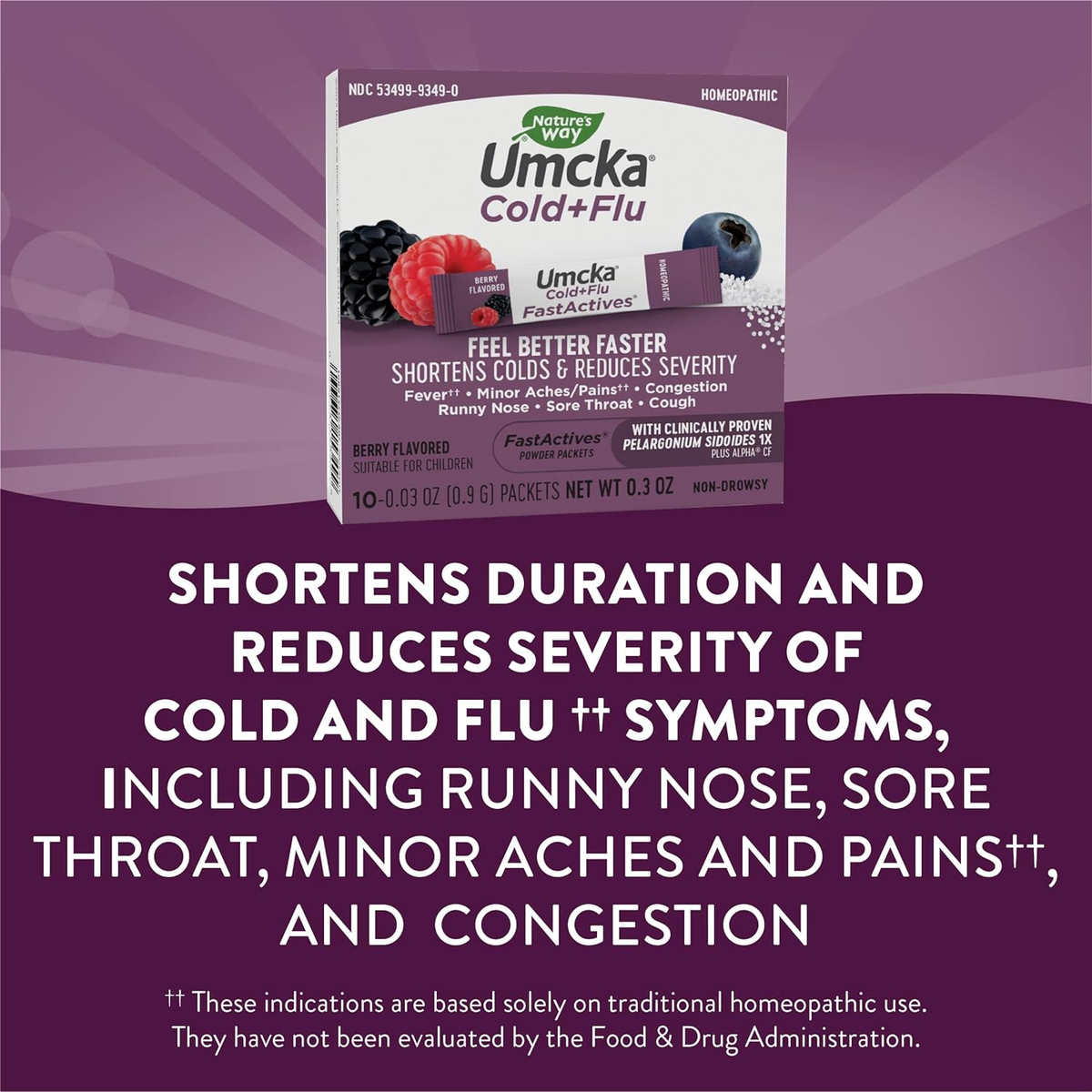 Nature's Way Umcka Fast Actives Cold Flu Relief Berry Flavor Non