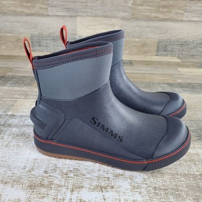 Simms Challenger 7'' Deck Boots Mens Sz 9 Fishing Slate Waterproof Rubber