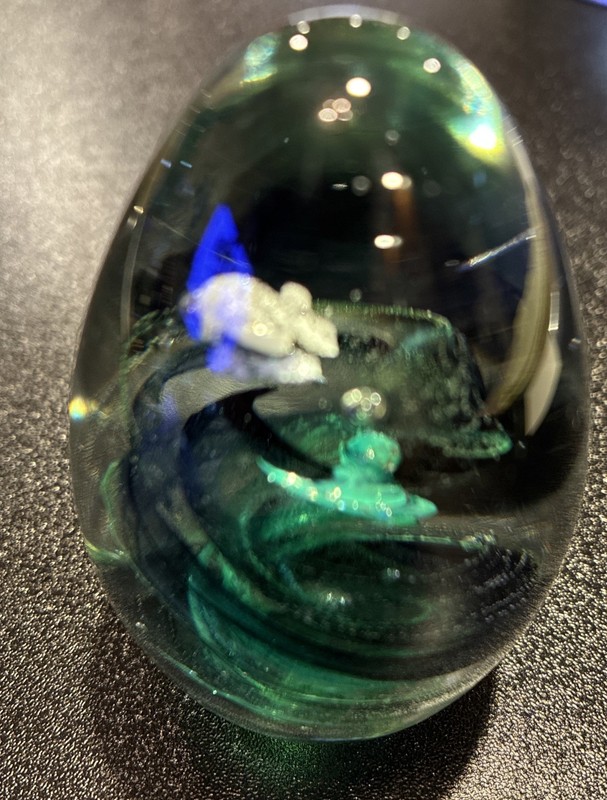 Kerry Glass Small Egg Shape Handmade Ireland Blues And Greens No Chips Cracks 