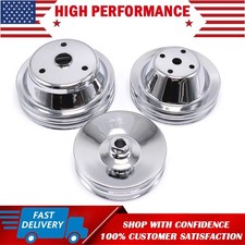 2 Groove Chrome Steel Long Water Pump Pulley Kit For Sbc Small Block Chevy New 2 Groove Chrome Steel Long Water Pump Pulley Kit For Sbc Small Block Chevy New