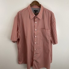 Van Heusen Shirt Mens 2XL XXL Coral Striped Short Sleeve Button Cotton Blend