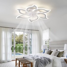 33'' Modern Flower Ceiling Fan with LED Light Flush Mount Remote APP Control Kit