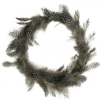 Federkranz Perlhuhn Echte Federn Ø20Cm Naturdeko Kranz Dunkelbraun Weiß 3Er