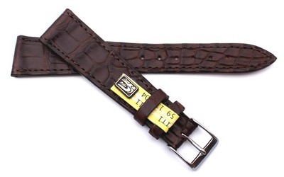 Uhranarmband 19mm /14 passt Patek Philippe flach Alligator Germany mokka Kroko