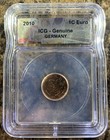 2010 Germany 1 Euro Cent ICG Certified Genuine Uncirculated Coin — photo 1