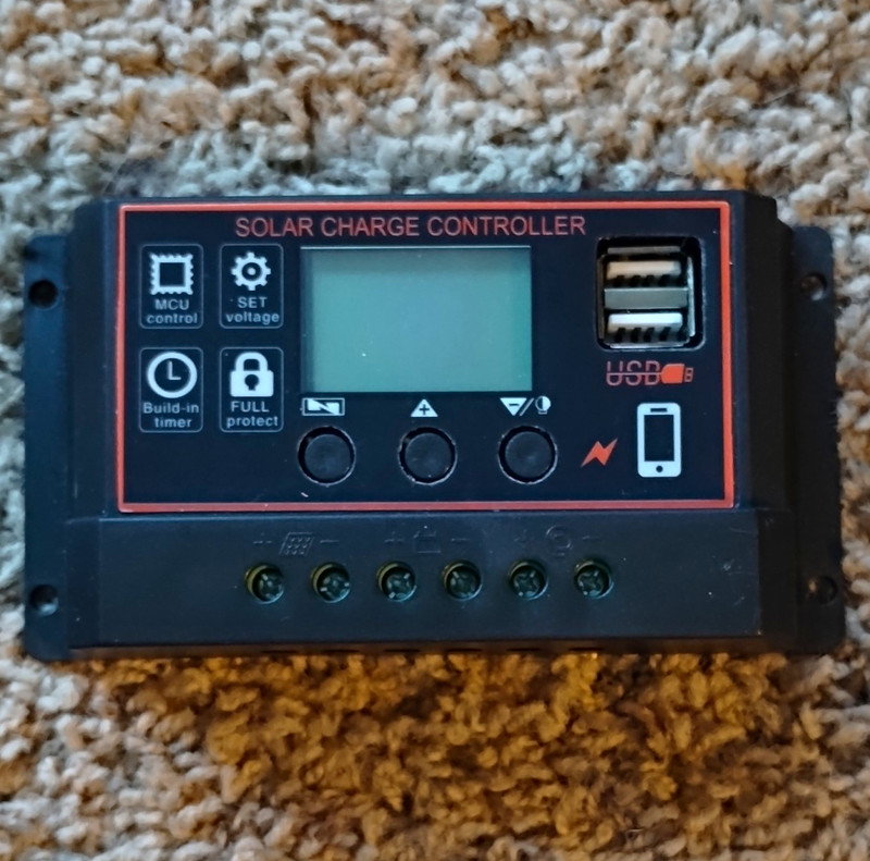 DY-003 Solar Charge Controller 30A 12V/24V LCD Dual USB Timer Black