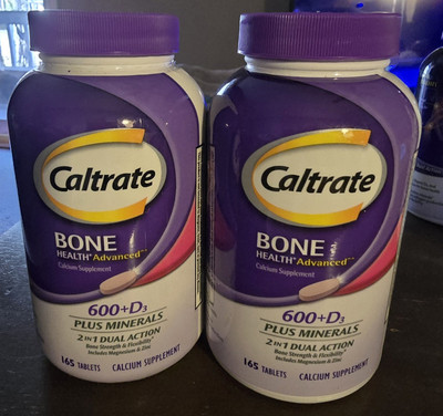 2X Caltrate 600 Plus D3 Minerals Calcium and Vitamin D Supplement Tablets 165 Ct