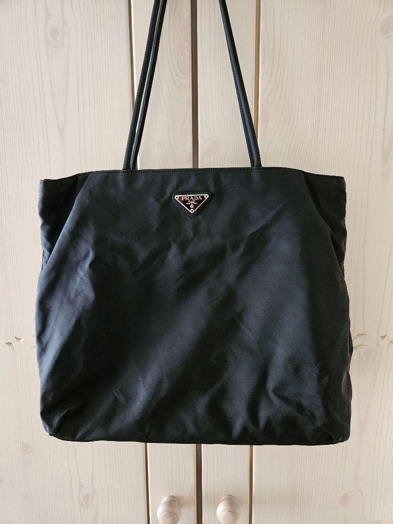 PRADA Black Leather Tote Bag for Women Stylish Spacious