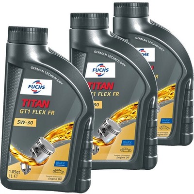 3x 1L FUCHS TITAN GT1 FLEX FR 5W30 ÖL passend für RENAULT RN17 PSA B71 2290