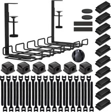 52-Piece Under Desk Cable Management Tray Kit - 15.7    52-Piece Black
