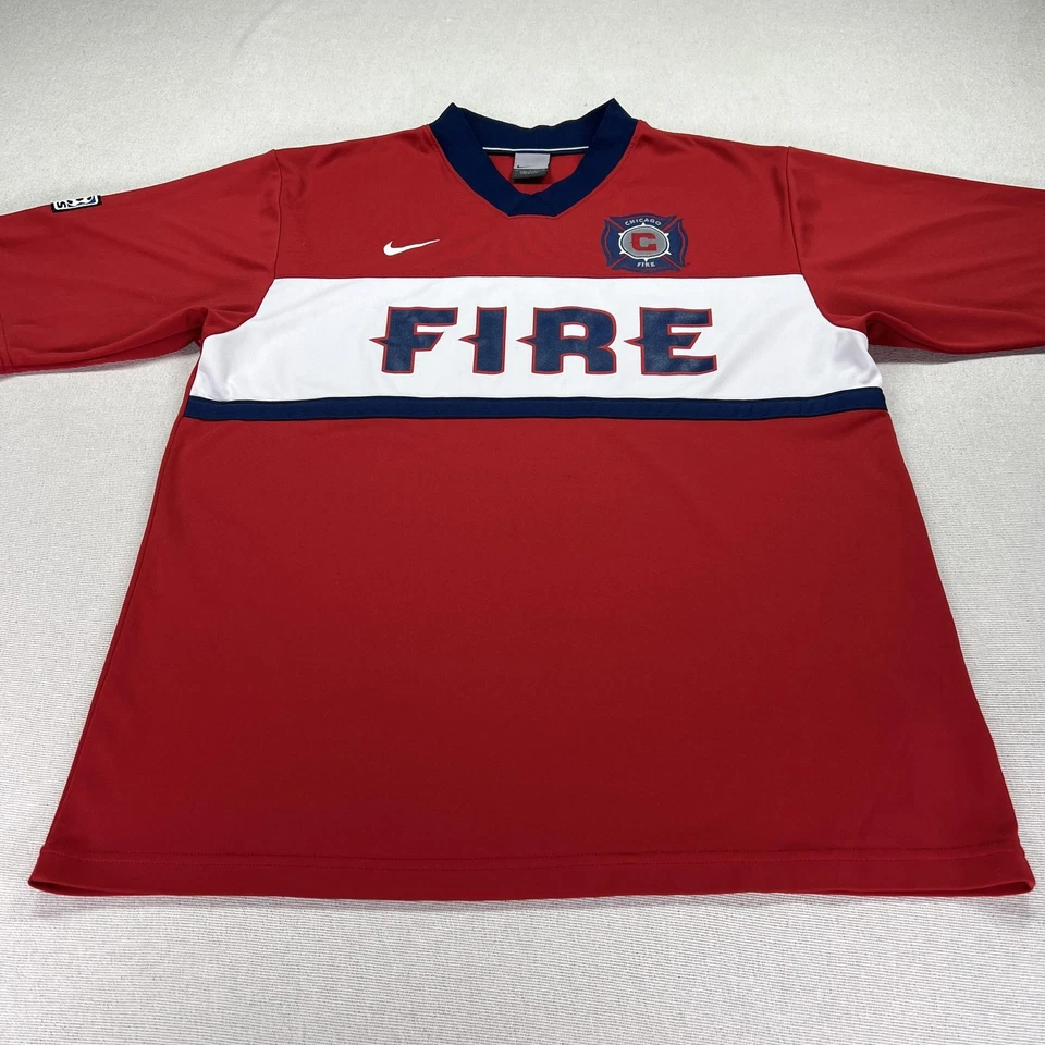 Camiseta de fútbol vintage Chicago Fire para hombre L roja MLS Nike Y2K camiseta de fútbol hecha en EE. UU. Foto 2 de 4