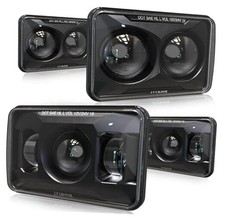 4x6 Inch LED Headlights for Kenworth T800 T600 Peterbilt 379, 60W Black