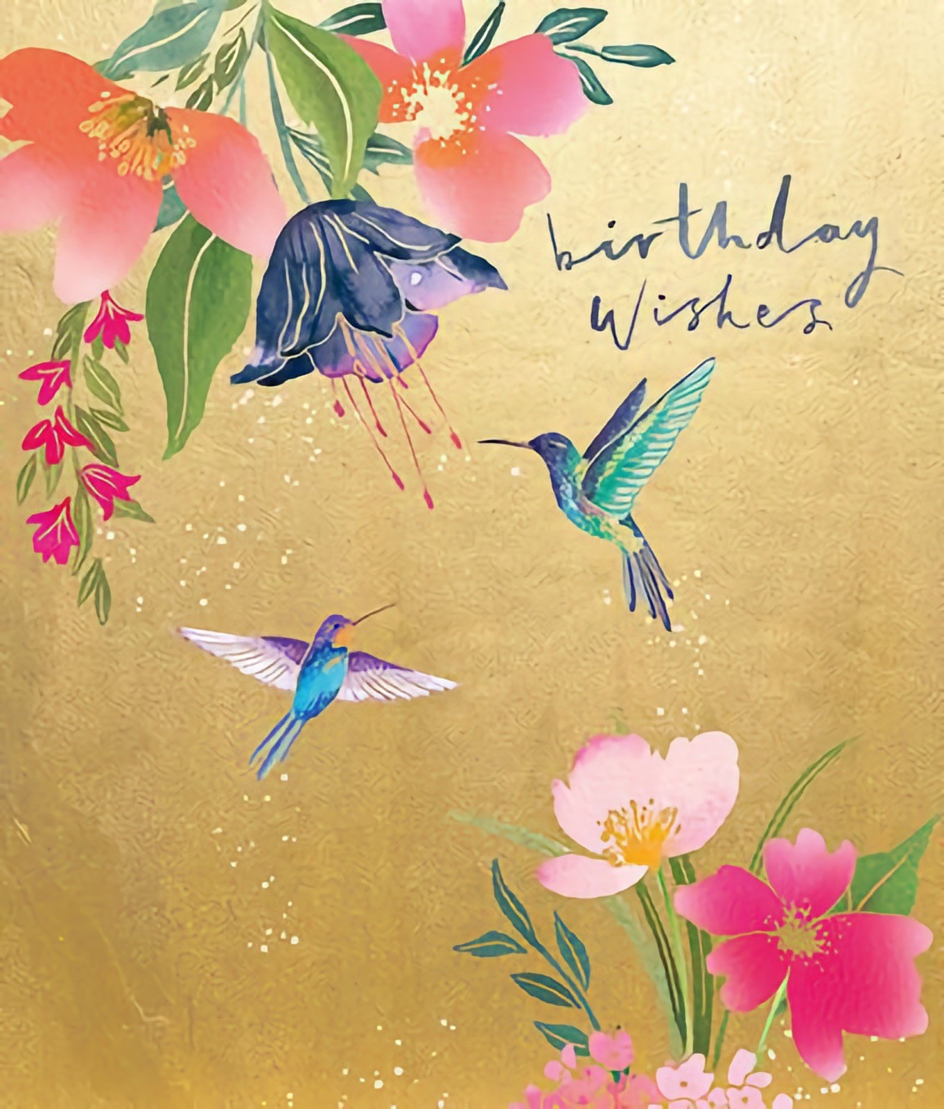 Birthday Wishes Card Hummingbirds Floral Flowers Female Mum Nan Sister Daughter
